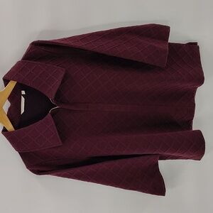 Soft Surroundings Zip Pullover Size PXL Gold Hardware Textured 3 Quarter Sleeve